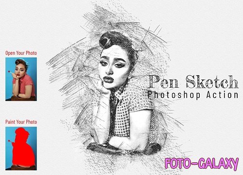 CreativeMarket - Pen Sketch Photoshop Action - 6893020