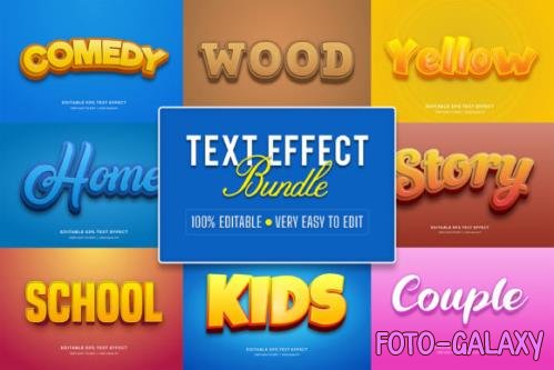 Bundle Editable 3D Text Effect Style - 10 Eps File