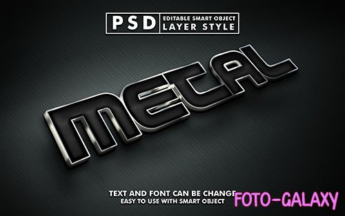 3d metal text effect editable text effect with metal texture psd mock up with smart object