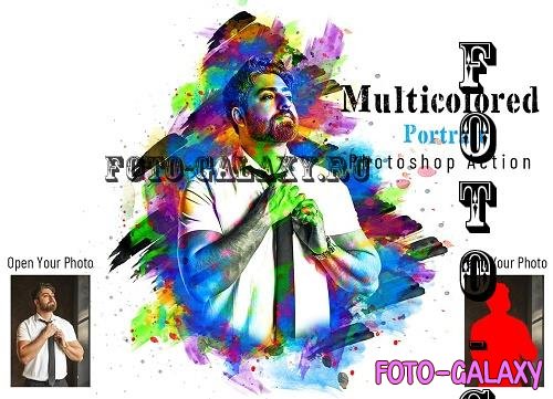 Multicolored Portrait Photoshop Action - 7041043