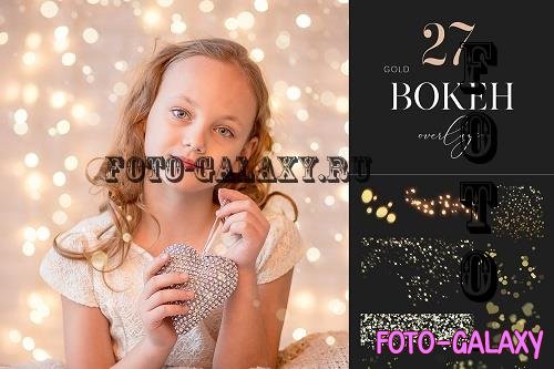 27 Gold Bokeh Overlays, Photoshop Overlay, Christmas Overlay - 1888992