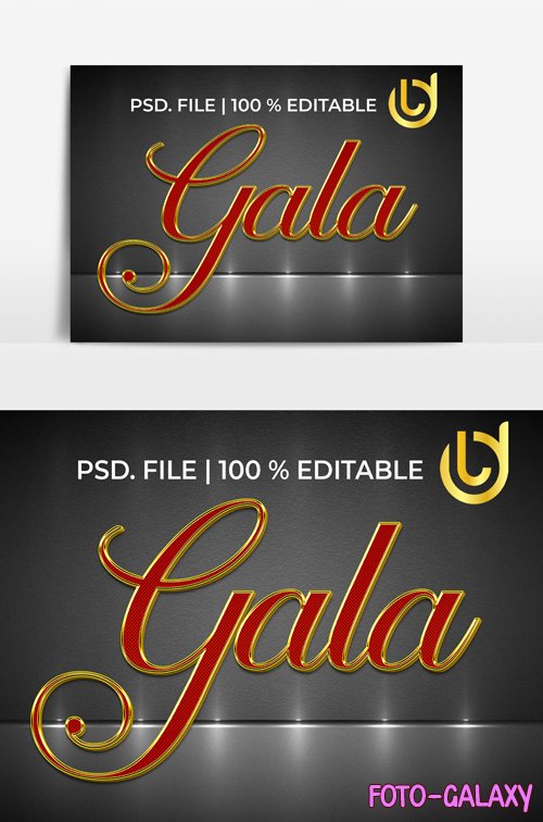 Gala 3D gold text effects correct
