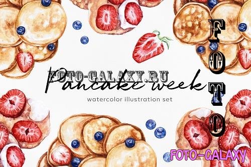 Watercolor food. Pancake week. Carnival. Shrovetide - 1172477