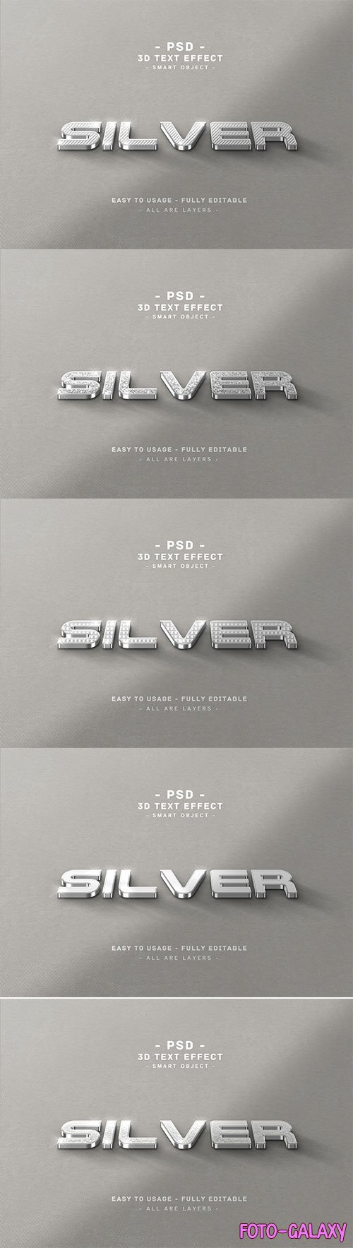 3d silver text style effect premium psd