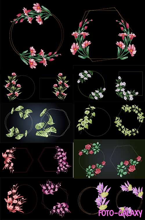 Цветы и рамки с цветами - Векторный клипарт