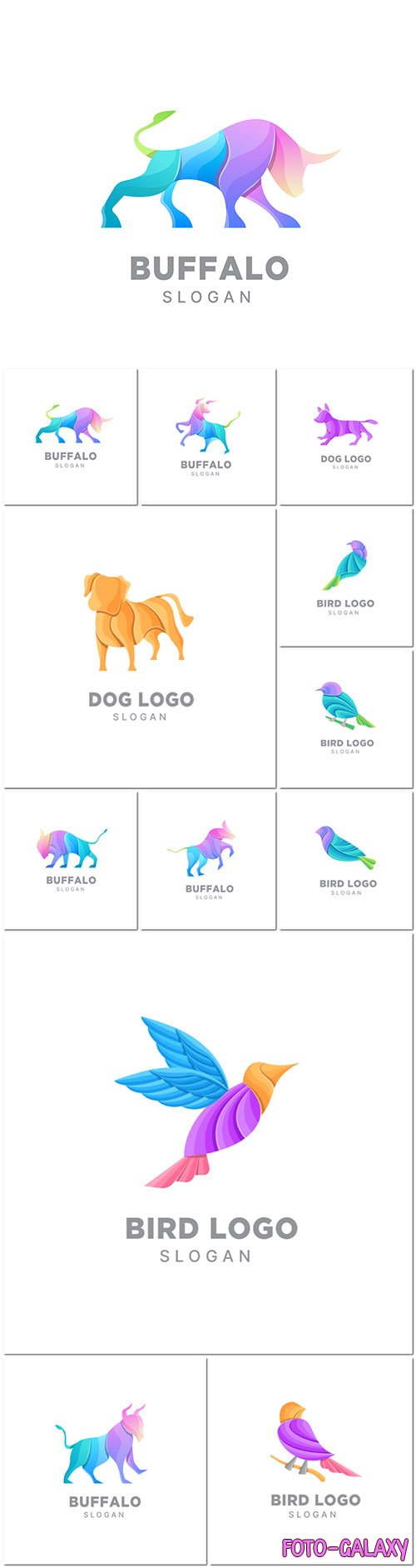 Exclusive logos with animals and birds premium vector