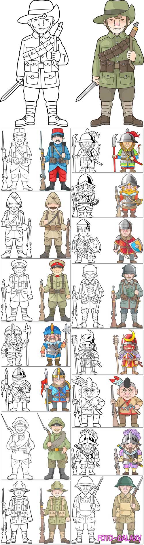Cartoon soldier war premium vector