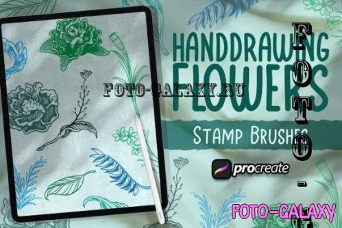 Hand Drawing Flowers Brush Stamp