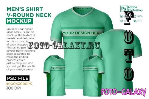 T-Shirt Round V-Neck Mockup - 7250116