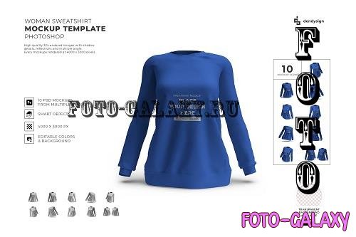 Woman Sweatshirt Mockup Template Set PSD - 1966728