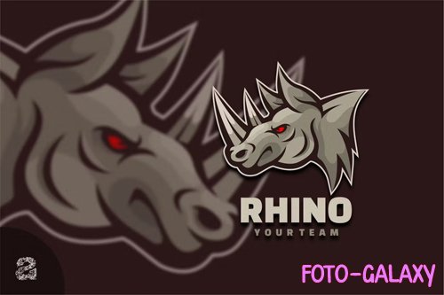 Rhino Head Character Mascot Logo
