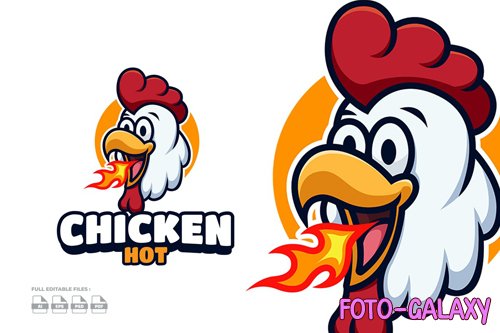 Hot Chicken Cartoon Logo