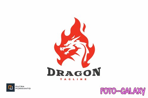 Burning Fire Dragon logo Design