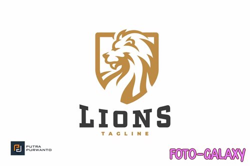 Lion Head Shield Emblem Logo