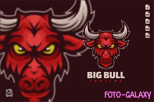 Big Bull Head Character Mascot Logo
