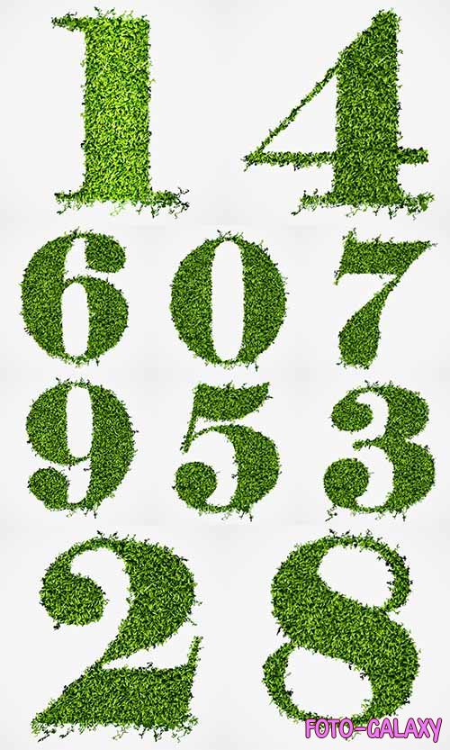 Цифры из зелёной травы - Векторный клипарт