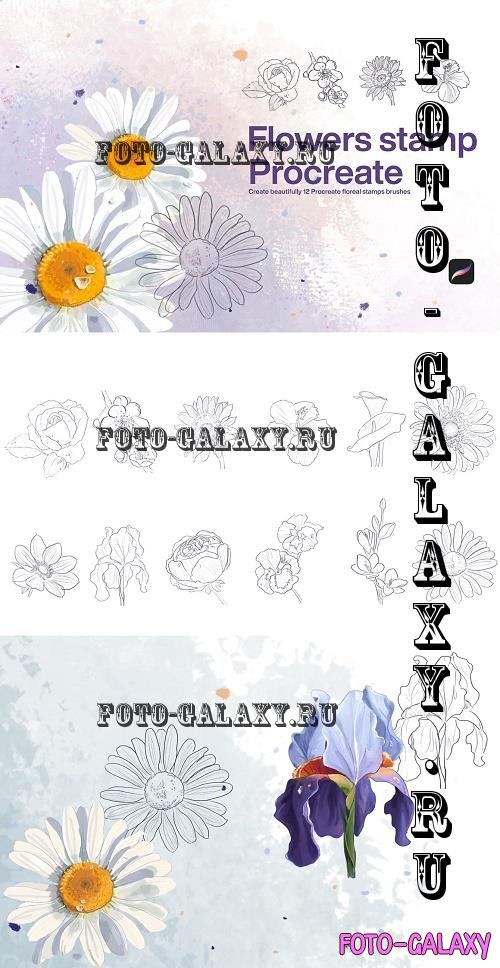 10 Flowers Stamps Procreate - 7377555