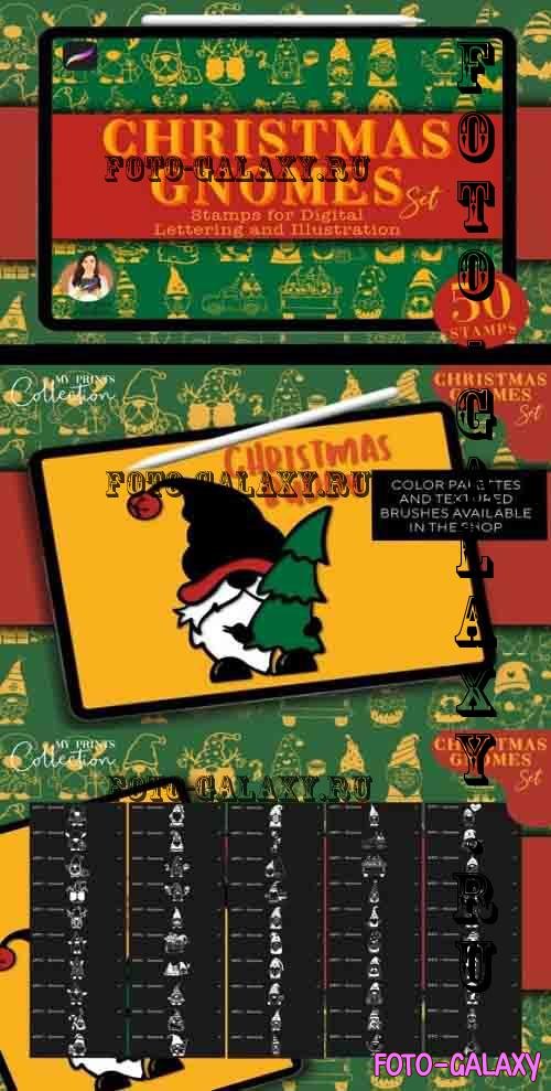 50 Christmas Gnome Procreate Stamp Set