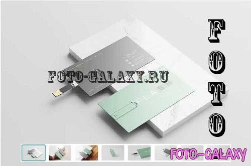 USB Flash Drive Business Card Mockup - 7425762