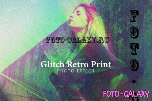 Glitch Retro Print Photo Effect Psd