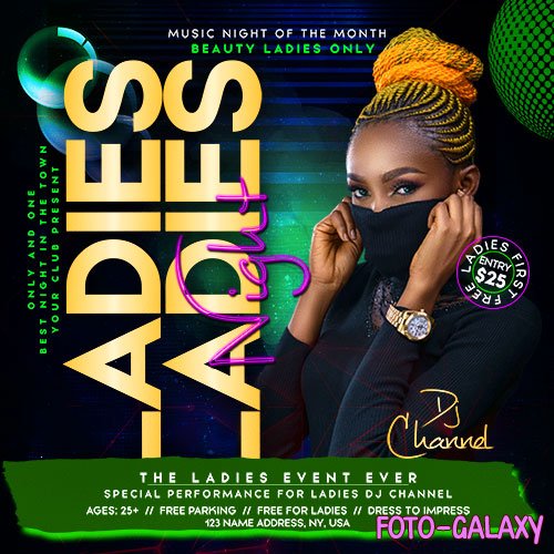 Only Ladies Event Night Flyer PSD Template