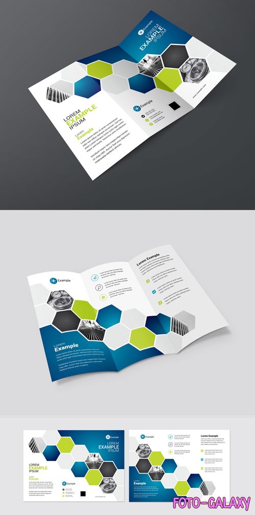 Brochure Layout with Blue and Green Accents 205413009