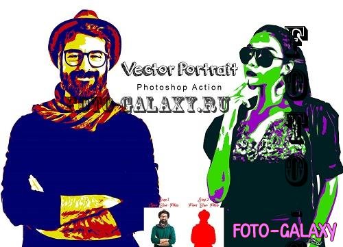 Vector Portrait Photoshop Action - 7505139