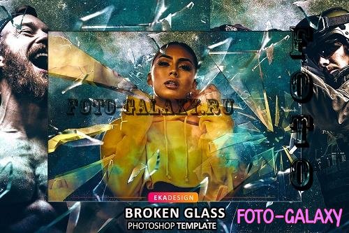 Broken Glass Photoshop Template - 7513799