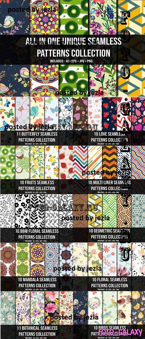 All in One Unique Seamless Patterns - 5906913