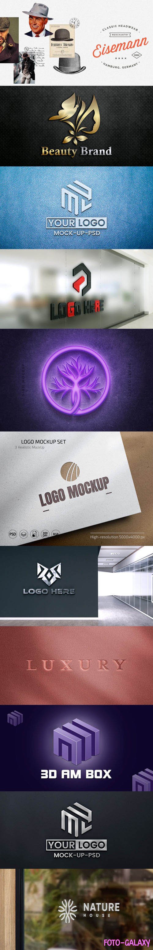 10+ Realistic Logo PSD Mockups Templates