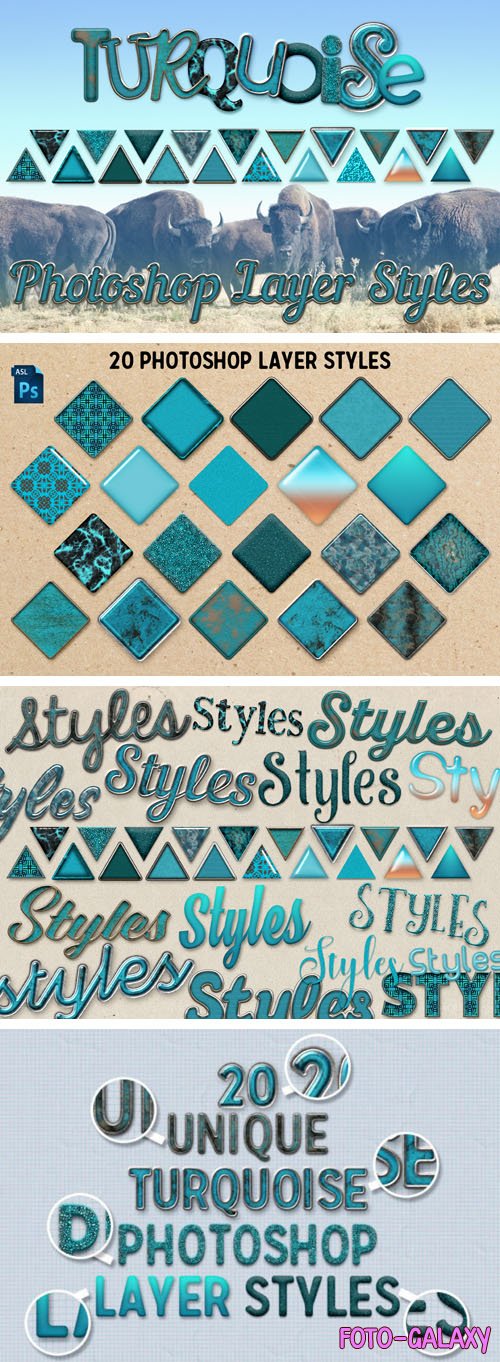 20 Turquoise Layer Styles for Photoshop