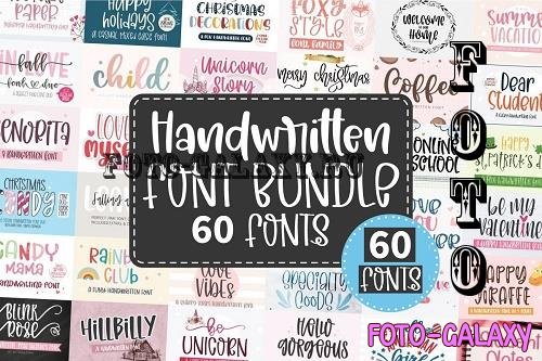 The Handwritten Font Bundle -  60 Premium Fonts