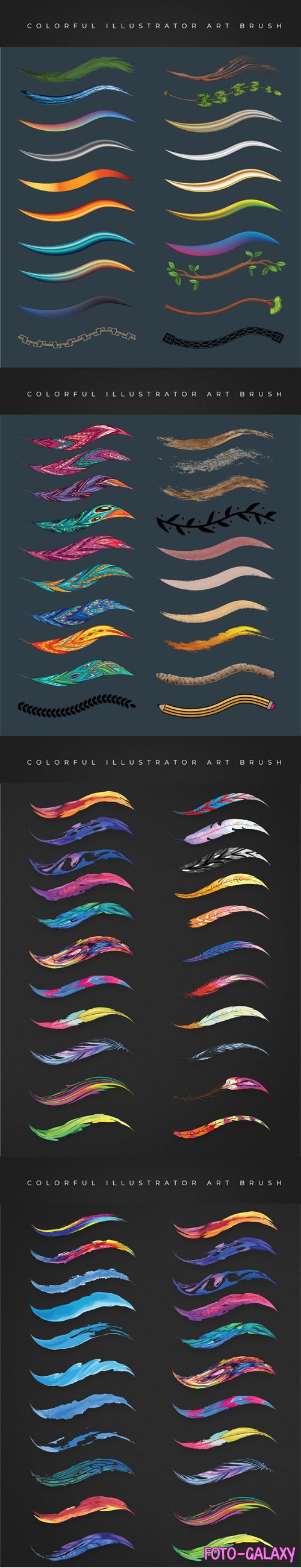 70+ Colorful Illustrator Art Brushes Collection