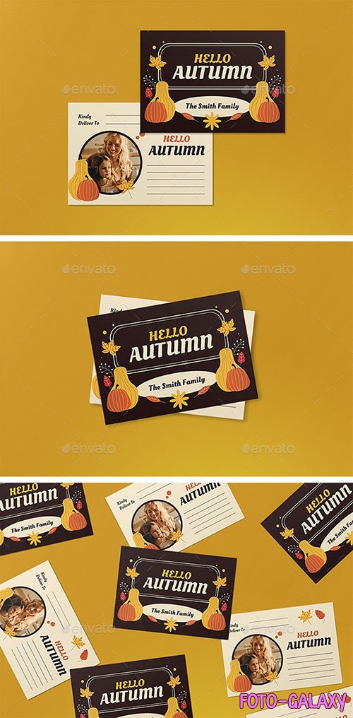 Brown Flat Design Autumn Greeting Card 39472000 Psd