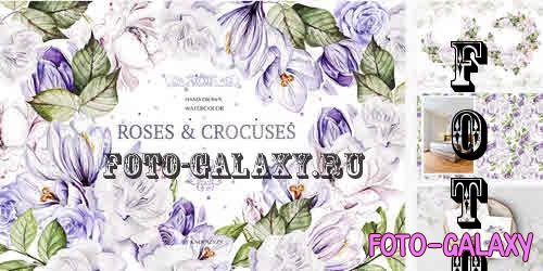 Watercolor Roses & Crocuses - 5300181