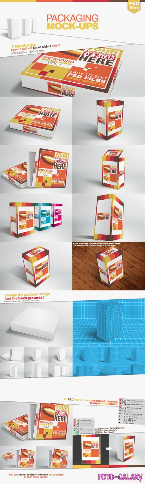 7 Realistic Packaging PSD Mockups Templates