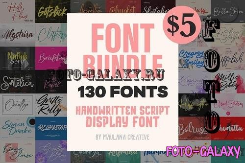 Font Bundle - Handwritten Script Display - 130 Premium Fonts