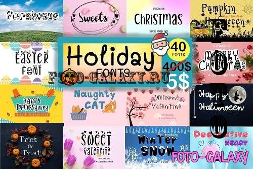 Holiday Fonts Bundle - 40 Premium Fonts