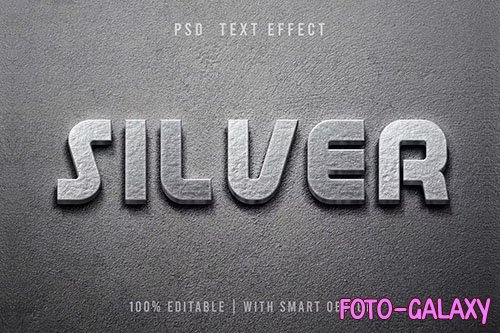 3D Silver Text effect - Template Editable PSD
