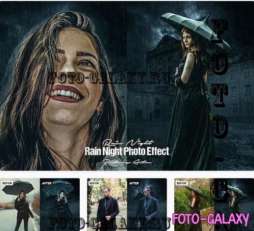 Rain Night Photo Effect - XFVKPF6