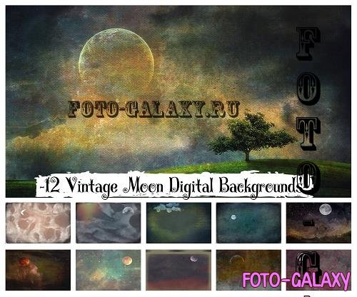 Vintage Moon Digital Backgrounds, Fine Art Textures, Overlay - 2260802