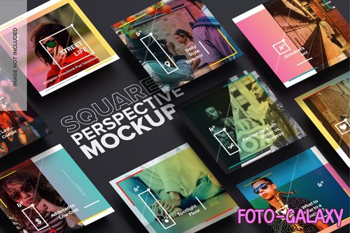 Square Perspective Cards PSD Mockup Template