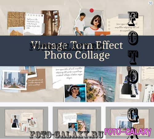 Vintage Torn Effect Photo Collage