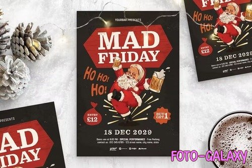 Mad Friday Christmas Flyer Template