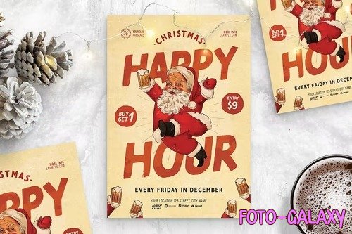 Christmas Happy Hour Flyer Template 