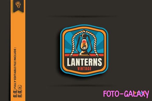 Vintage Lantern Badge Logo PNG