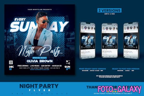 Sunday Night Party Flyer PSD