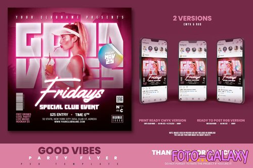 Night Party Flyer Good Vibes PSD