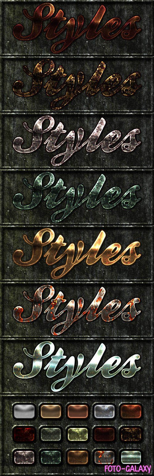 Colorful Antique Metal Styles for Photoshop