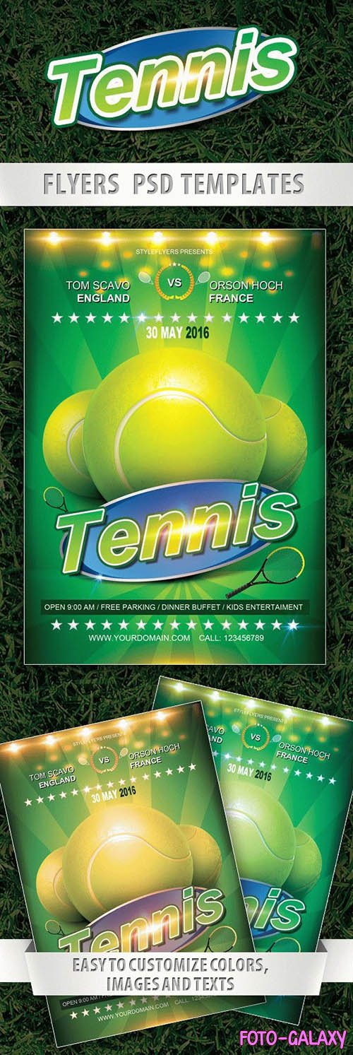 Green Glitter Tennis Game Flyer Template PSD